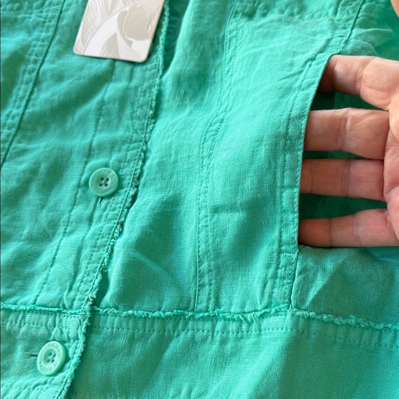 NWT Two Palms Raw Edge Jacket in Aqua Aloha size: M - Picture 2 of 7